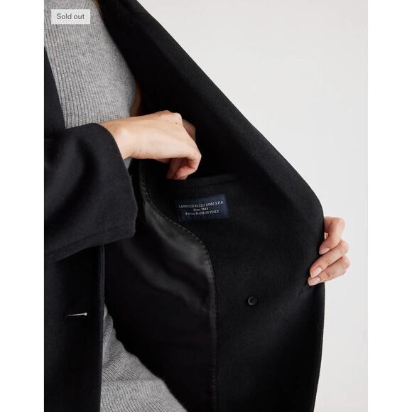 $175 Quince Italian Wool Classic Single-Breasted Coat CADET BLUE Small NWT - Picture 5 of 8